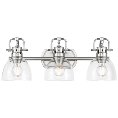 Golden Lighting Duncan 3-light Bath Vanity In Pewter With Clear Glass