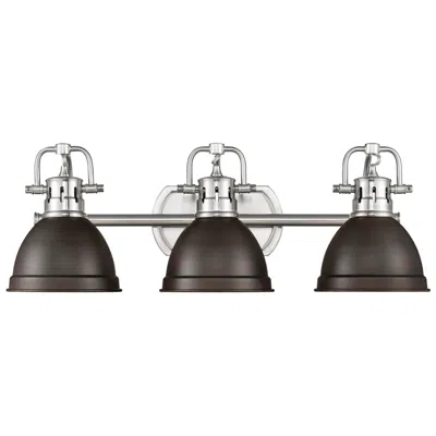 Golden Lighting Duncan 3-light Bath Vanity In Pewter With Rubbed Bronze