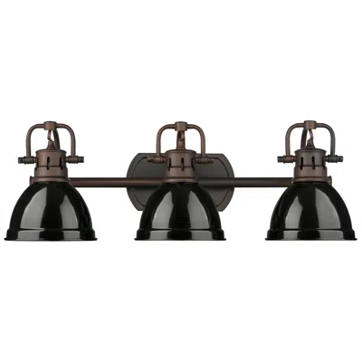 Golden Lighting Duncan 3-light Bath Vanity In Rubbed Bronze With Black