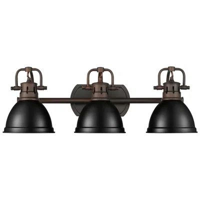 Golden Lighting Duncan 3-light Bath Vanity In Rubbed Bronze With Matte Black