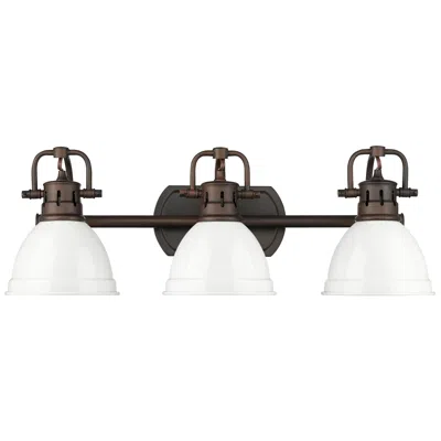 Golden Lighting Duncan 3-light Bath Vanity In Rubbed Bronze With White