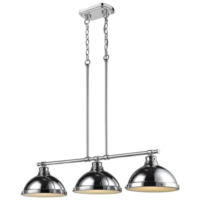 Golden Lighting Duncan 3-light Linear Pendant In Chrome With Chrome