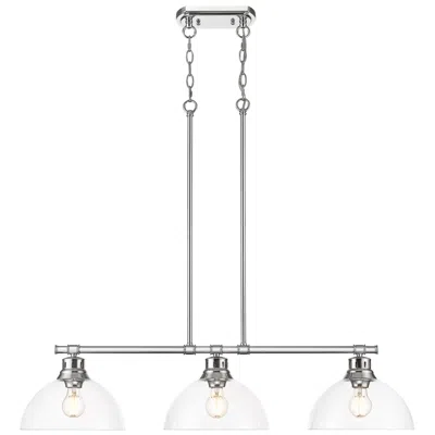 Golden Lighting Duncan 3-light Linear Pendant In Chrome With Clear Glass