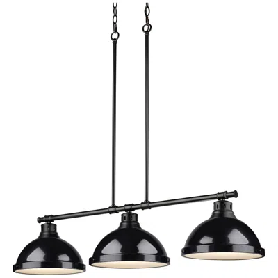 Golden Lighting Duncan 3-light Linear Pendant In Matte Black With Black