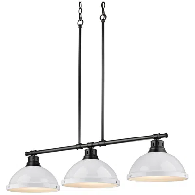 Golden Lighting Duncan 3-light Linear Pendant In Matte Black With White