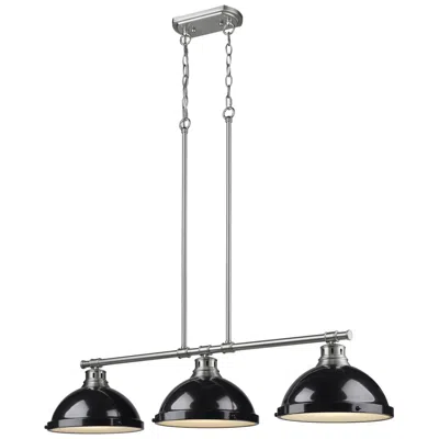Golden Lighting Duncan 3-light Linear Pendant In Pewter With Black