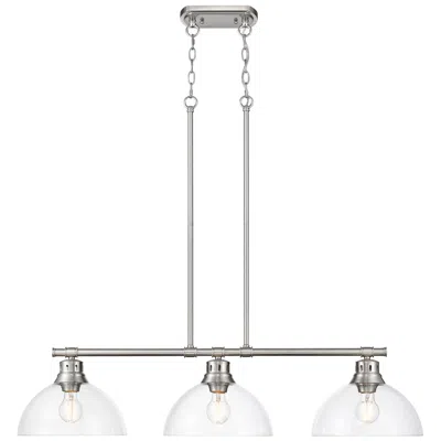 Golden Lighting Duncan 3-light Linear Pendant In Pewter With Clear Glass