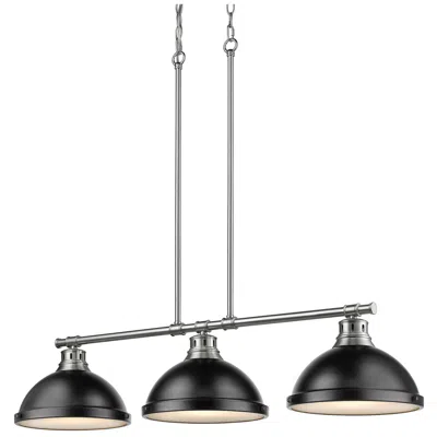 Golden Lighting Duncan 3-light Linear Pendant In Pewter With Matte Black