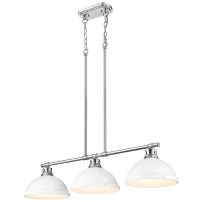 Golden Lighting Duncan 3-light Linear Pendant In Pewter With Matte White