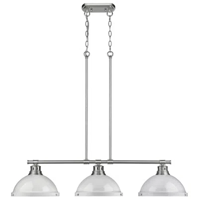 Golden Lighting Duncan 3-light Linear Pendant In Pewter With White
