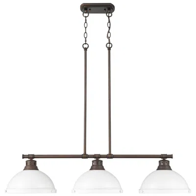 Golden Lighting Duncan 3-light Linear Pendant In Rubbed Bronze With Matte White