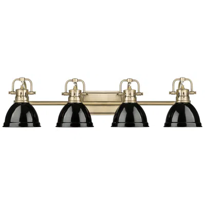 Golden Lighting Duncan 4-light Bath Vanity In Aged Brass With Black