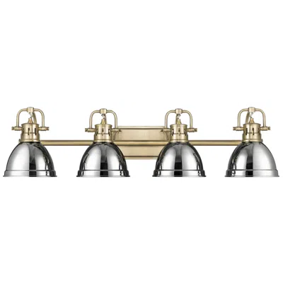Golden Lighting Duncan 4-light Bath Vanity In Aged Brass With Chrome