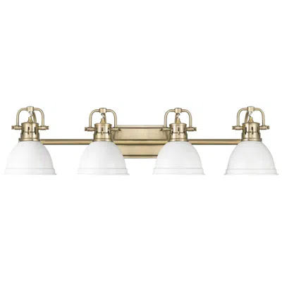 Golden Lighting Duncan 4-light Bath Vanity In Aged Brass With Matte White