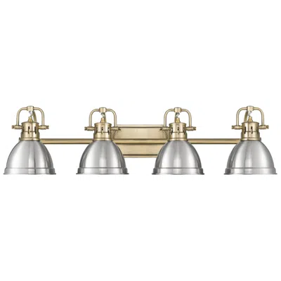 Golden Lighting Duncan 4-light Bath Vanity In Aged Brass With Pewter