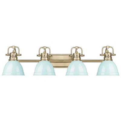 Golden Lighting Duncan 4-light Bath Vanity In Aged Brass With Seafoam