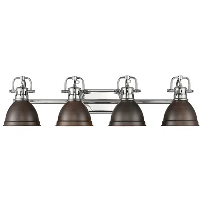 Golden Lighting Duncan 4-light Bath Vanity In Chrome With Rubbed Bronze
