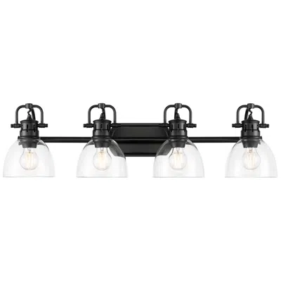 Golden Lighting Duncan 4-light Bath Vanity In Matte Black With Clear Glass