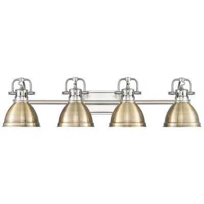Golden Lighting Duncan 4-light Bath Vanity In Pewter With Aged Brass
