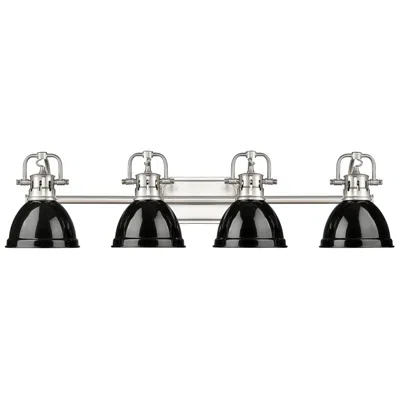 Golden Lighting Duncan 4-light Bath Vanity In Pewter With Black