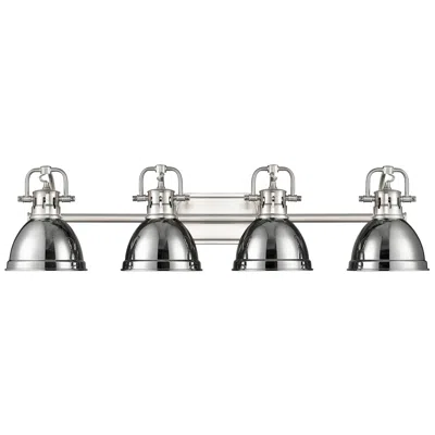 Golden Lighting Duncan 4-light Bath Vanity In Pewter With Chrome