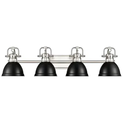 Golden Lighting Duncan 4-light Bath Vanity In Pewter With Matte Black