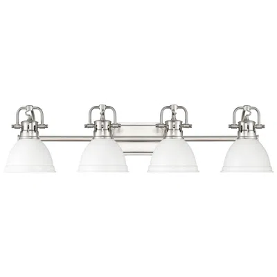 Golden Lighting Duncan 4-light Bath Vanity In Pewter With Matte White