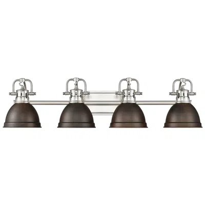 Golden Lighting Duncan 4-light Bath Vanity In Pewter With Rubbed Bronze