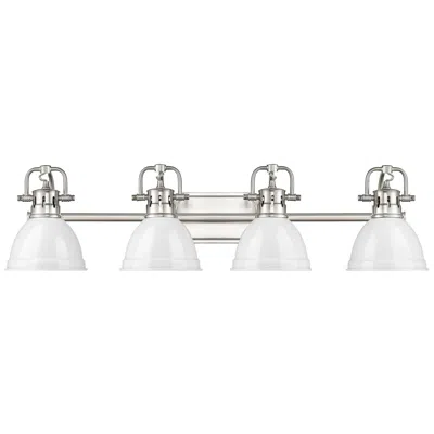 Golden Lighting Duncan 4-light Bath Vanity In Pewter With White