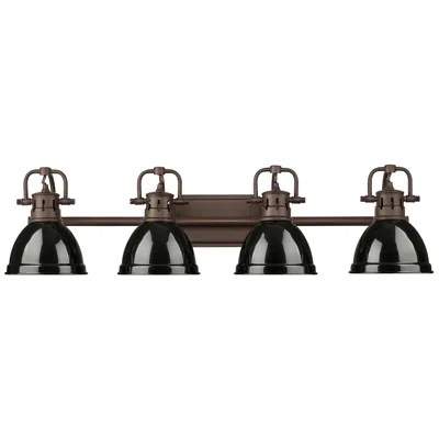 Golden Lighting Duncan 4-light Bath Vanity In Rubbed Bronze With Black