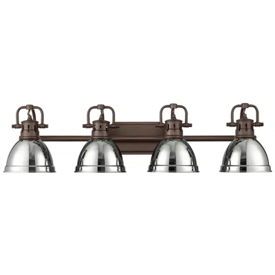 Golden Lighting Duncan 4-light Bath Vanity In Rubbed Bronze With Chrome