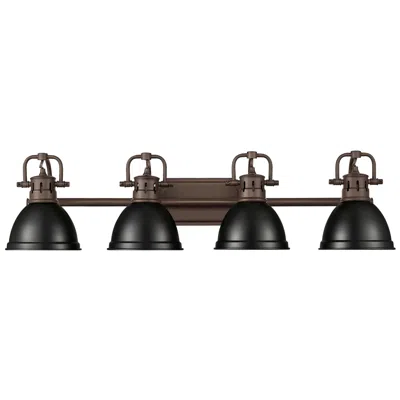 Golden Lighting Duncan 4-light Bath Vanity In Rubbed Bronze With Matte Black