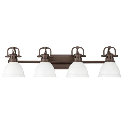 Golden Lighting Duncan 4-light Bath Vanity In Rubbed Bronze With Matte White