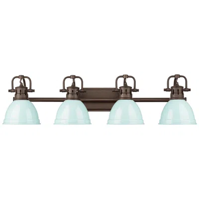 Golden Lighting Duncan 4-light Bath Vanity In Rubbed Bronze With Seafoam