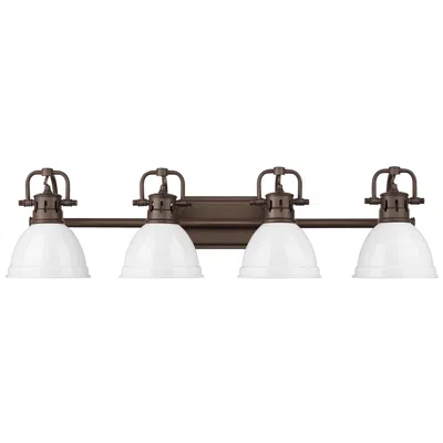 Golden Lighting Duncan 4-light Bath Vanity In Rubbed Bronze With White