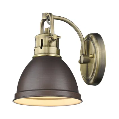 Golden Lighting Duncan 6 1/2" Wide Aged Brass 1-light Wall Sconce With Rubbed Bronze