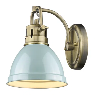 Golden Lighting Duncan 6 1/2" Wide Aged Brass 1-light Wall Sconce With Seafoam