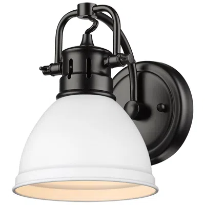 Golden Lighting Duncan 6 1/2" Wide Matte Black 1-light Wall Sconce With Matte White