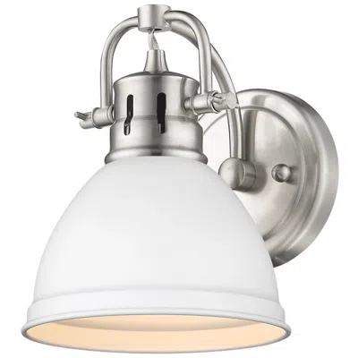 Golden Lighting Duncan 6 1/2" Wide Pewter 1-light Wall Sconce With Matte White