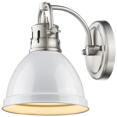 Golden Lighting Duncan 6 1/2" Wide Pewter 1-light Wall Sconce With White