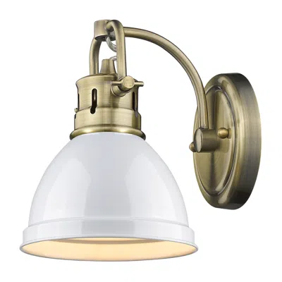 Golden Lighting Duncan 8 1/2" High Aged Brass Wall Sconce With White Shade
