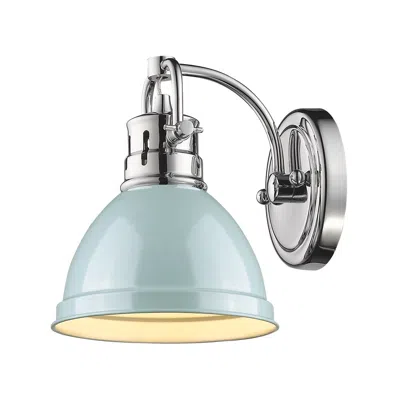 Golden Lighting Duncan 8 1/2" High Chrome Wall Sconce With Seafoam Shade