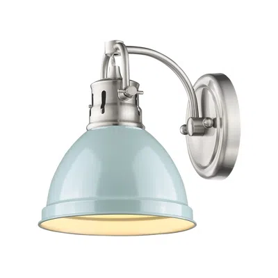 Golden Lighting Duncan 8 1/2" High Pewter Wall Sconce With Seafoam Shade