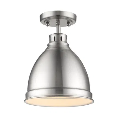 Golden Lighting Duncan 8 7/8" Wide 1-light Flush Mount In Pewter With Pewter