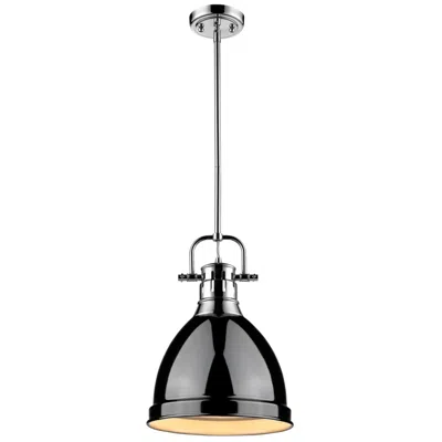 Golden Lighting Duncan 8 7/8" Wide Chrome 1-light Mini Pendant With Black Shade