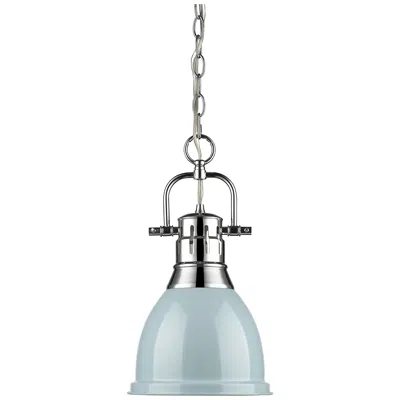 Golden Lighting Duncan 8 7/8" Wide Chrome 1-light Mini Pendant With Seafoam Shade