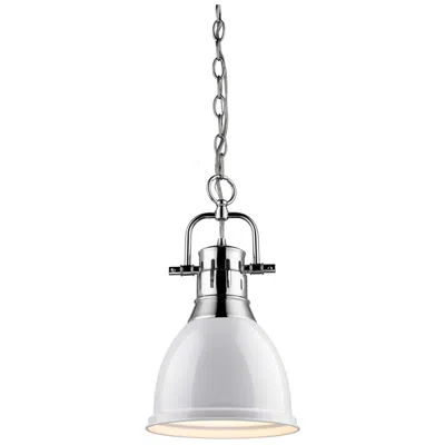 Golden Lighting Duncan 8 7/8" Wide Small Pendant With Chain In Chrome With White