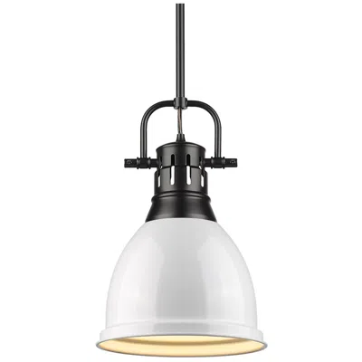 Golden Lighting Duncan 8 7/8" Wide Small Pendant With Rod In Matte Black With White