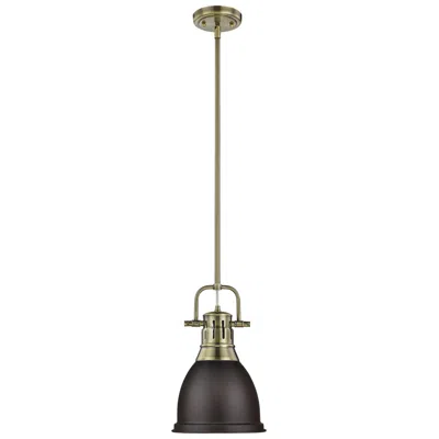 Golden Lighting Duncan 9" Wide Aged Brass And Rubbed Bronze Mini Pendant