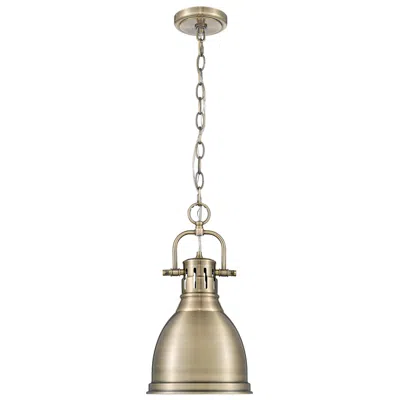 Golden Lighting Duncan 9" Wide Aged Brass Bell Mini Pendant